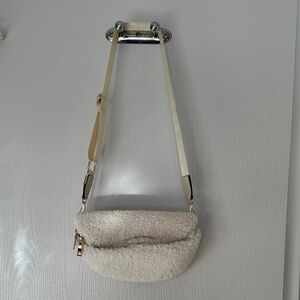 Elegant Cream Shearling Crossbody/Belt Bag